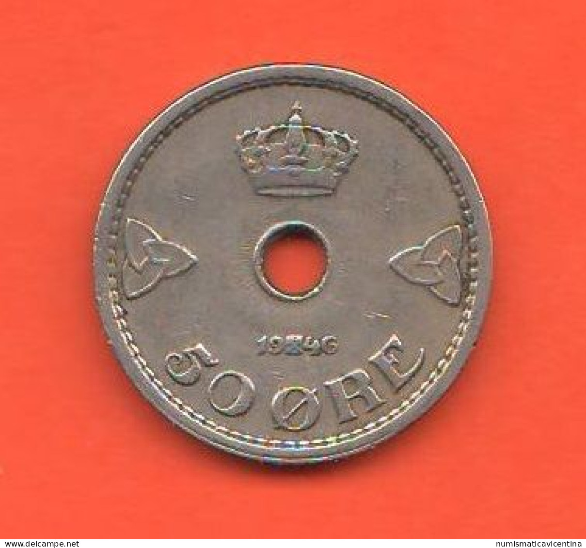 Norvegia 50 øre 1946 Norway Norge Nickel Coin - Norwegen
