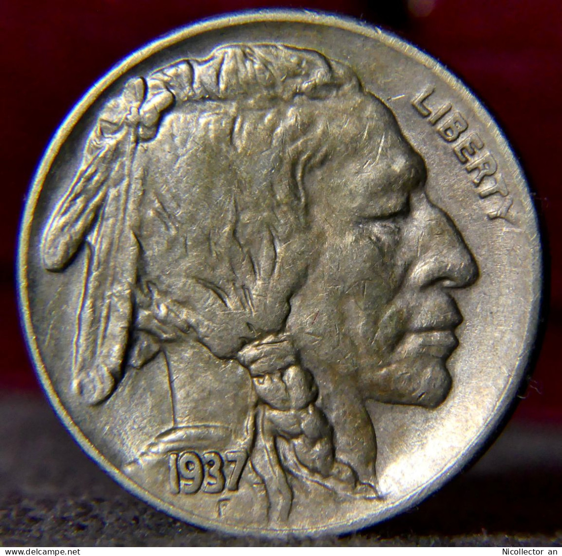 USA 5 Cents 1937-S *aUNC* Buffalo Nickel Coin (5,635,000 Mintages) - 1913-1938: Buffalo