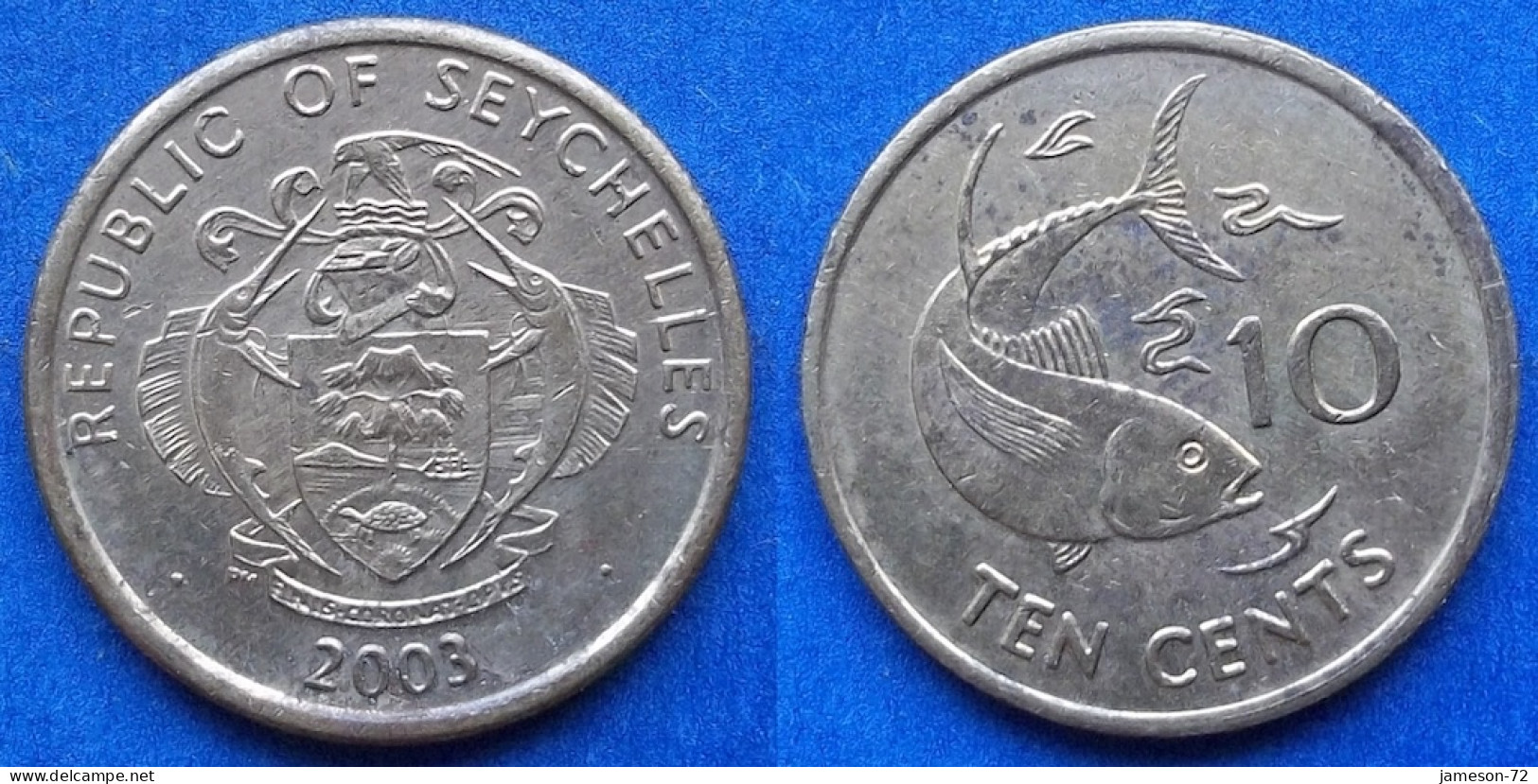 SEYCHELLES - 10 Cents 2003 "Yellowfin Tuna" KM# 48.2 Republic (1976) - Edelweiss Coins - Seychelles