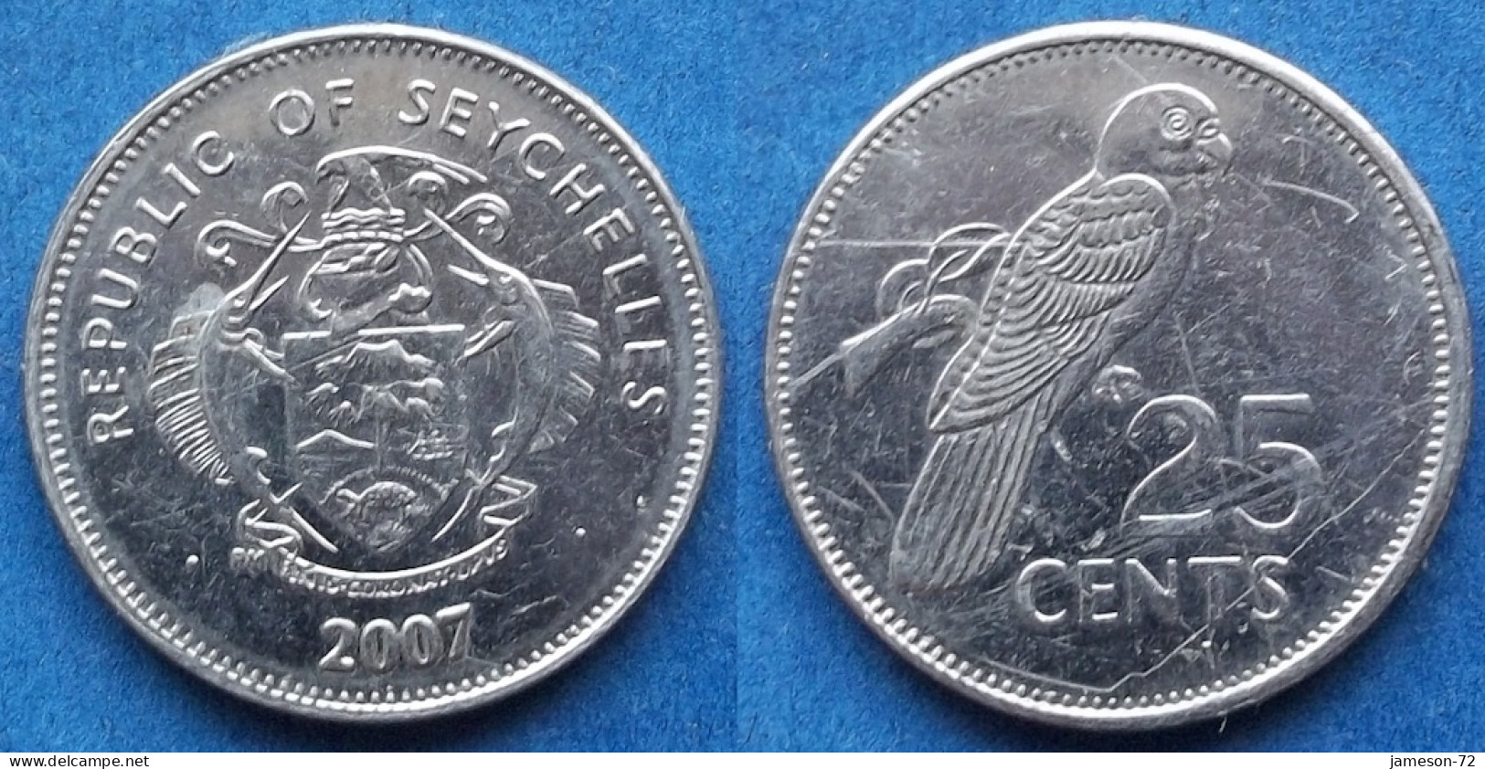 SEYCHELLES - 25 Cents 2007 PM "Black Parrot" KM# 49a Republic (1976) - Edelweiss Coins - Seychelles