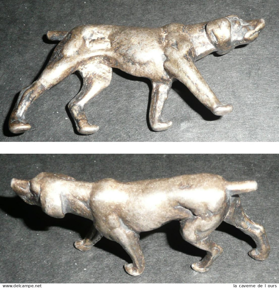 Rare Figurine En Métal Chien D'arrêt De Chasse, Setter épagneul Braque - Perros