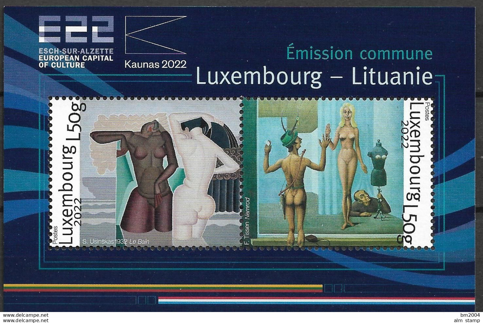 2022 Luxemburg Mi. Bl. 46 **MNH Esch An Der Alzette – Kulturhauptstadt Europas 2022 , Kaunas – Kulturhauptstadt Europas - Ongebruikt