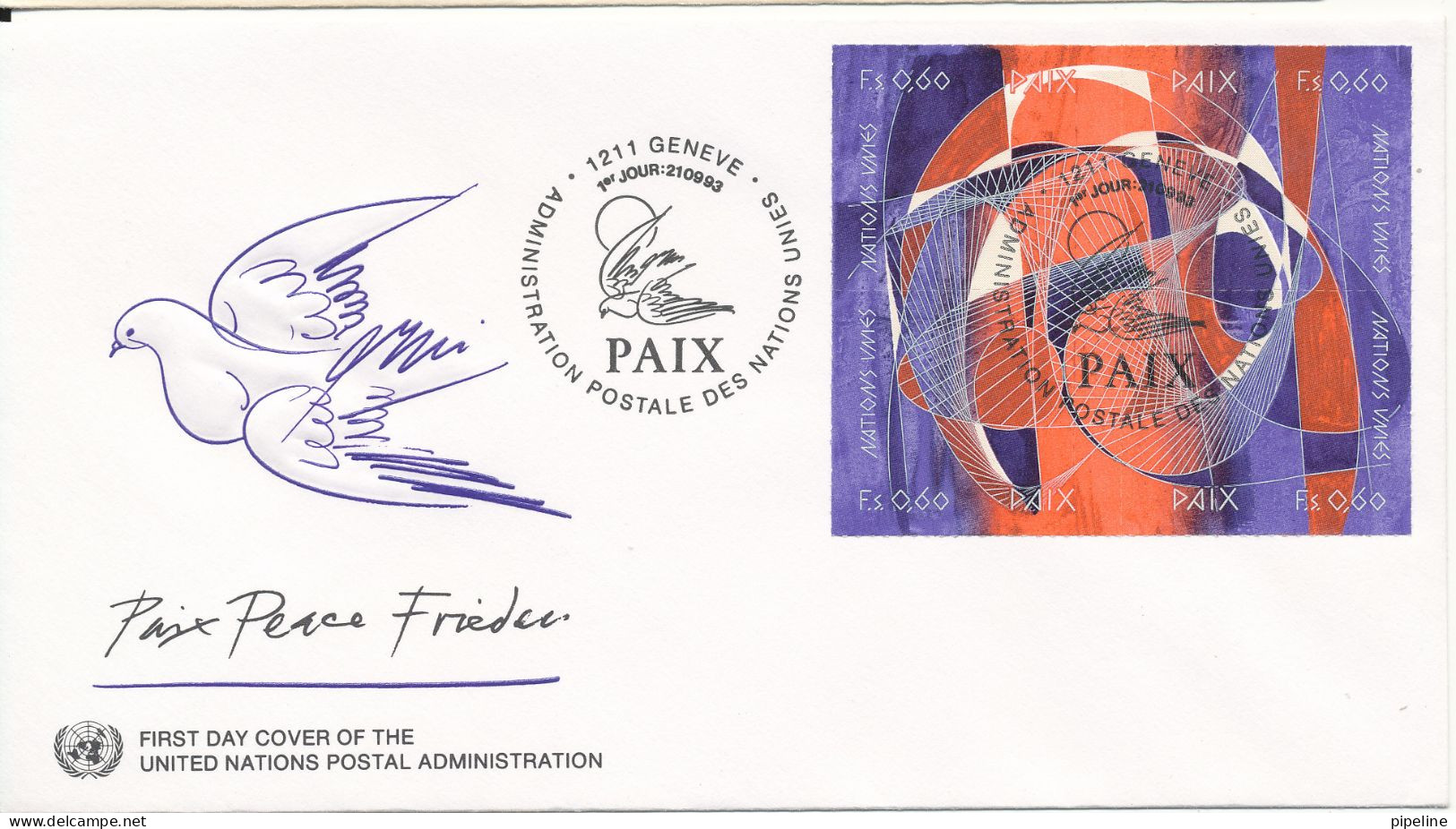 United Nations FDC 21-9-1993  Paix, Peace, Frieden With Cachet - FDC