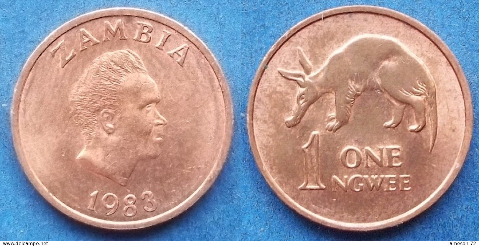 ZAMBIA - 1 Ngwee 1983 "Aardvark" KM# 9a Decimal Coinage (1968-2013) - Edelweiss Coins - Sambia
