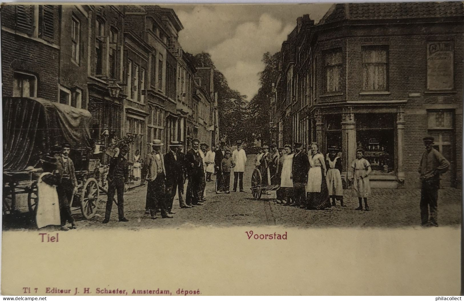 Tiel (Gld.) Voorstad ( Veel Volk) Ca 1900 Topkaart - Tiel