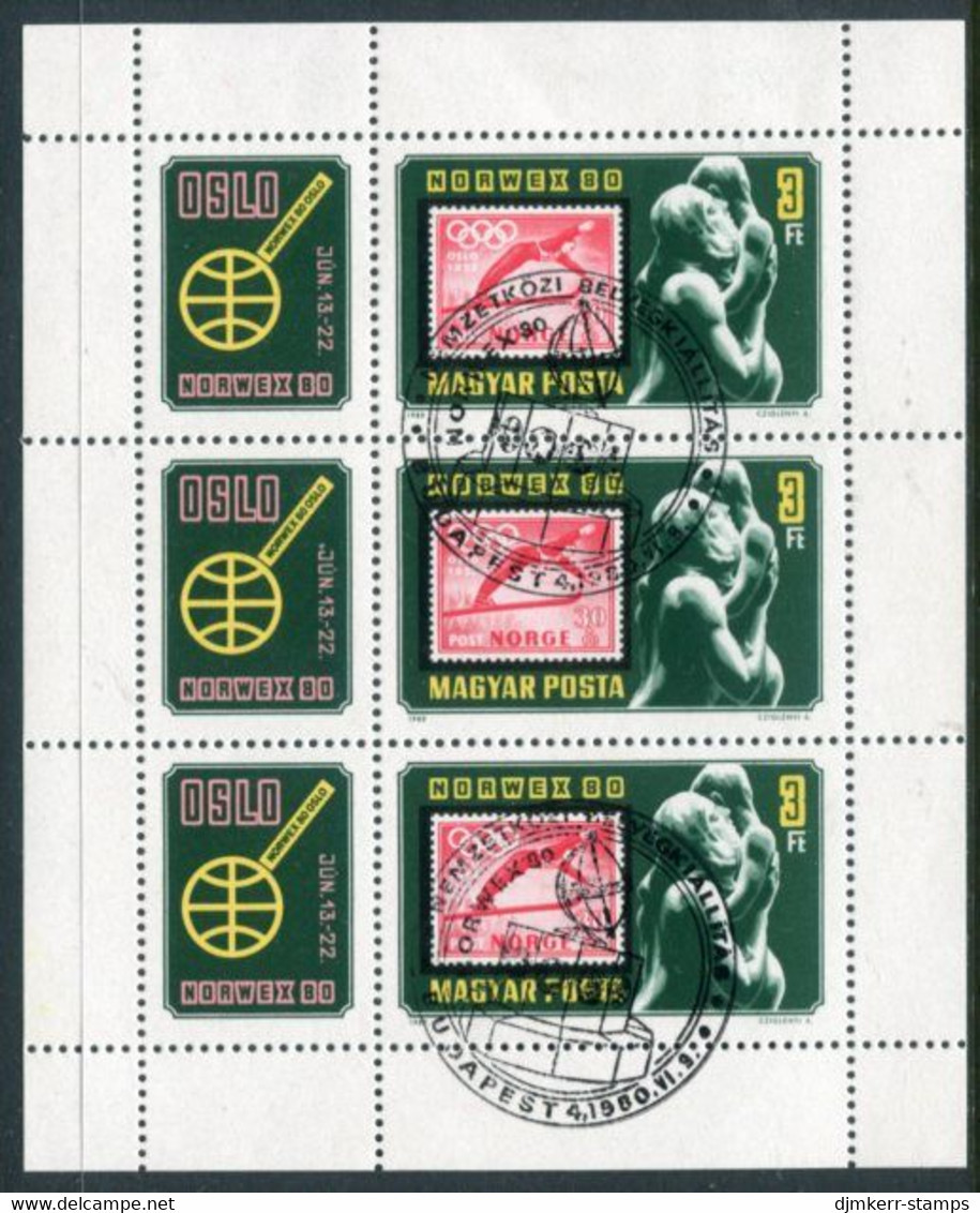 HUNGARY 1980 NORWEX Stamp Exhibition Sheetlet Used.  Michel 3432 Kb - Blocchi & Foglietti