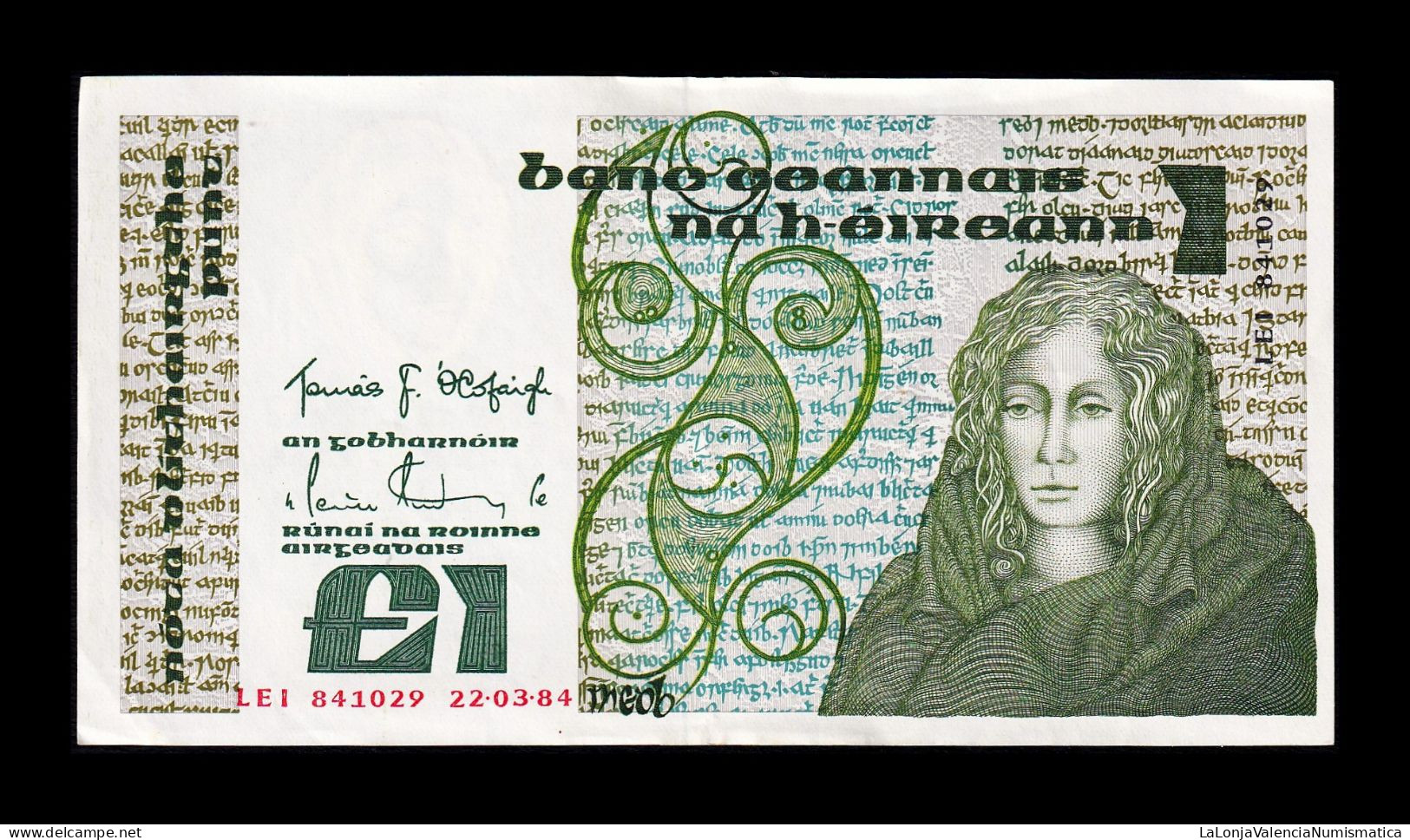 Irlanda Ireland 1 Pound 22.03.1984 Pick 70c Ebc+ Xf+ - Irlanda