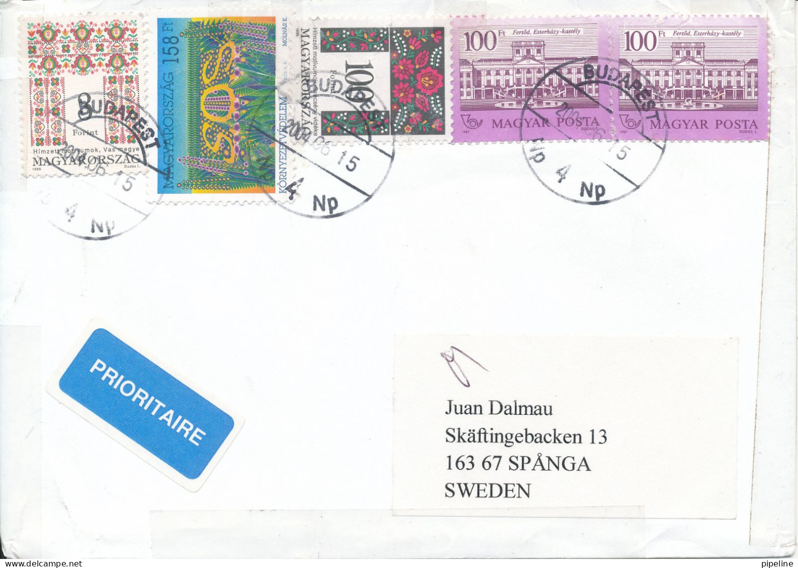 Hungary Cover Sent To Sweden Budapest 15-6-2004 With A Lot Of Stamps - Lettres & Documents
