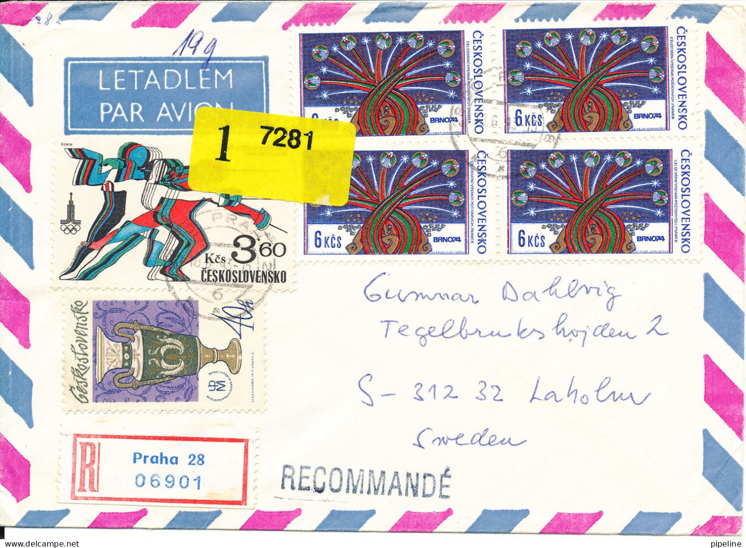 Czechoslovakia Registered Air Mail Cover Sent To Sweden 18-6-1993 - Posta Aerea