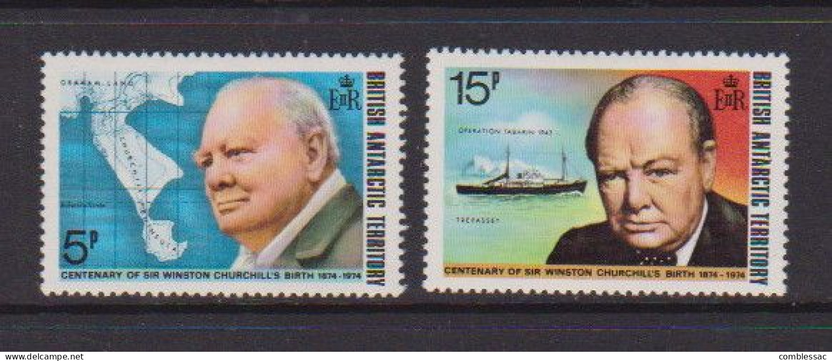 BRITISH  ANTARCTIC  TERRITORY    1974    Birth  Centenaary  Of  Churchill     Set  Of  2     MH - Neufs