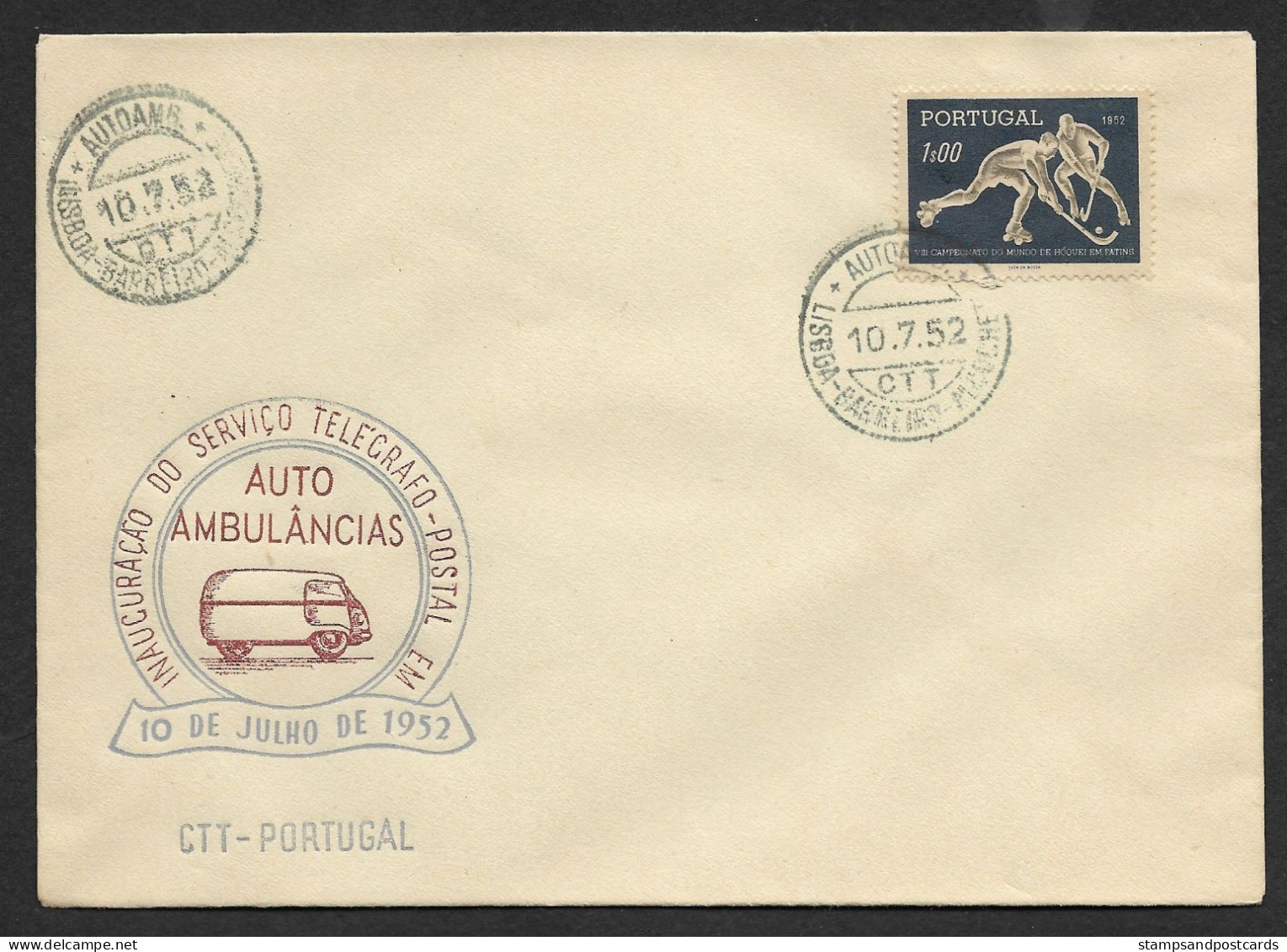 Portugal Cachet à Date 1952 Premier Jour Ambulance Postal Ambulância Lisboa Barreiro Alcochete Postmark Inauguration TPO - Sellados Mecánicos ( Publicitario)