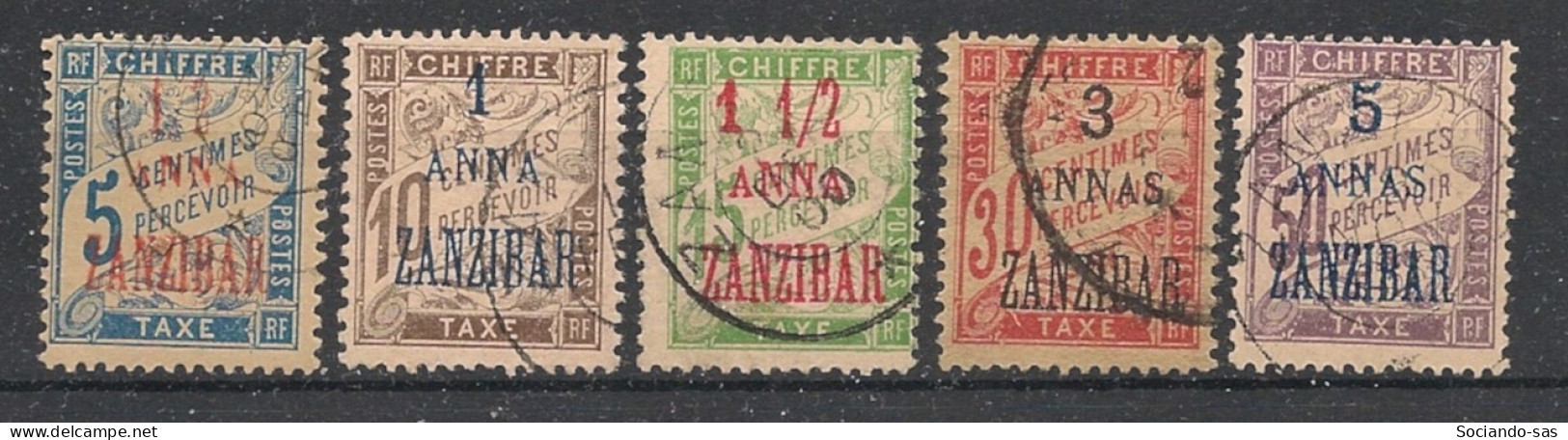 ZANZIBAR - 1897 -  Taxe TT N°YT. 1 à 5 - Type Duval - Série Complète - Oblitéré / Used - Used Stamps