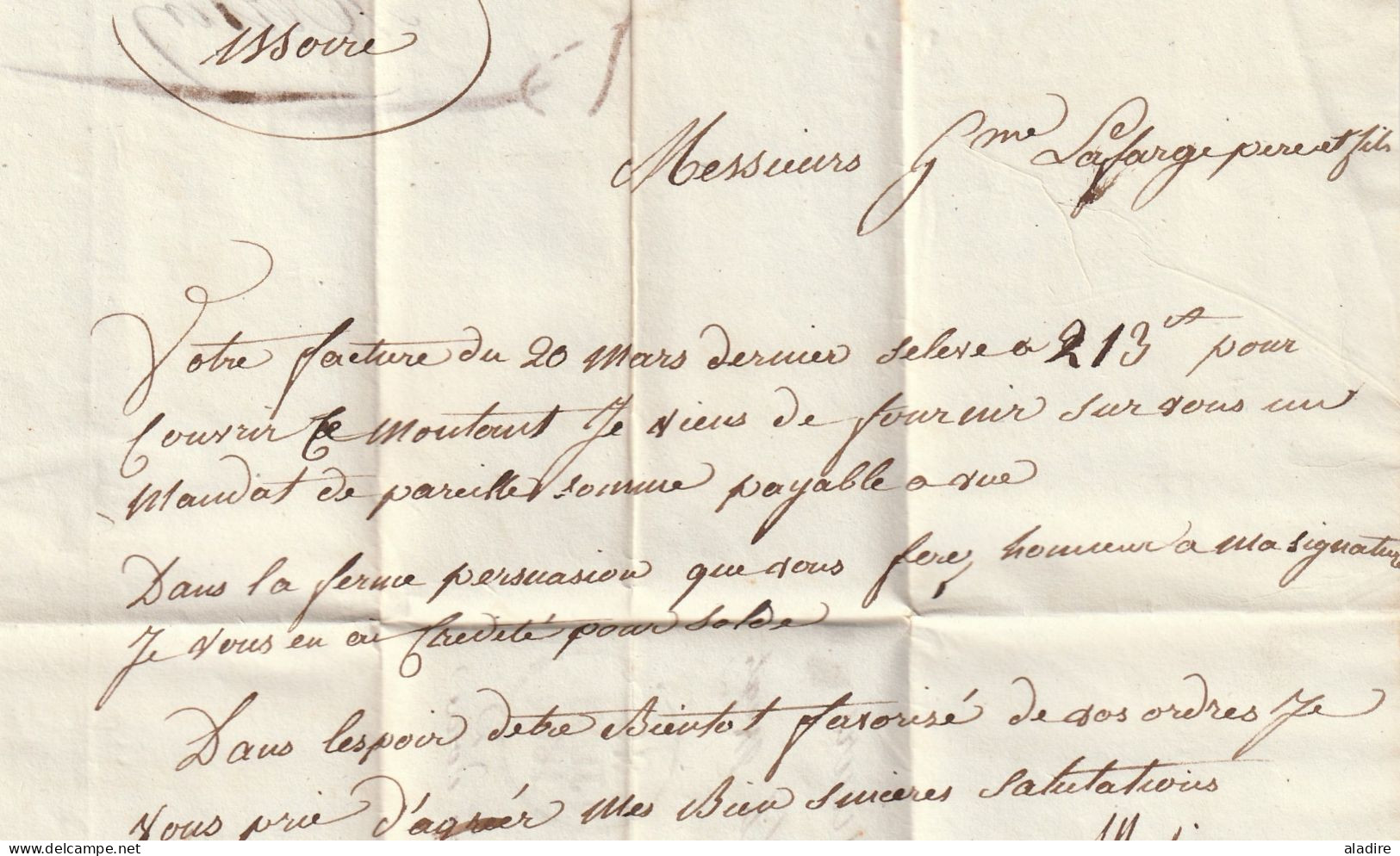 1830 - Marque Postale 70 LA CLAYTTE, Saône Et Loire  Sur Lettre Pliée De Chassigny  Vers ISSOIRE, Puy De Dôme - Taxe 6 - 1801-1848: Précurseurs XIX