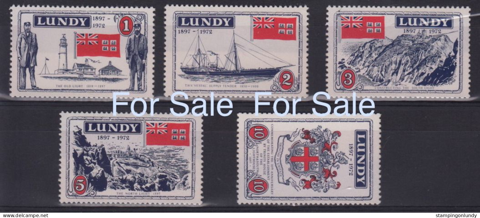 30. #L64 Great Britain Lundy Island Puffin Stamps 1972 Rare Trinity House Set Mint Retirment Sale Price Slashed! - Ortsausgaben