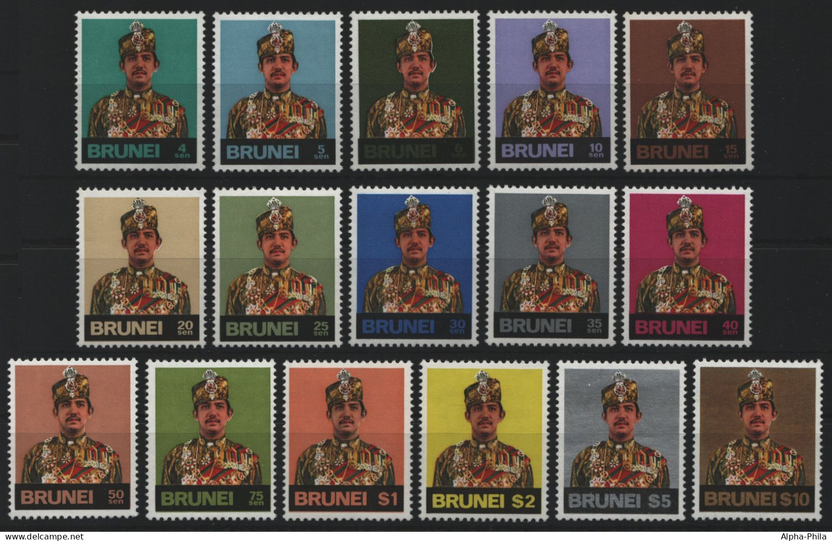 Brunei 1974 - Mi-Nr. 188-203 ** - MNH - Sultan Hassanal Bolkiah - Brunei (...-1984)