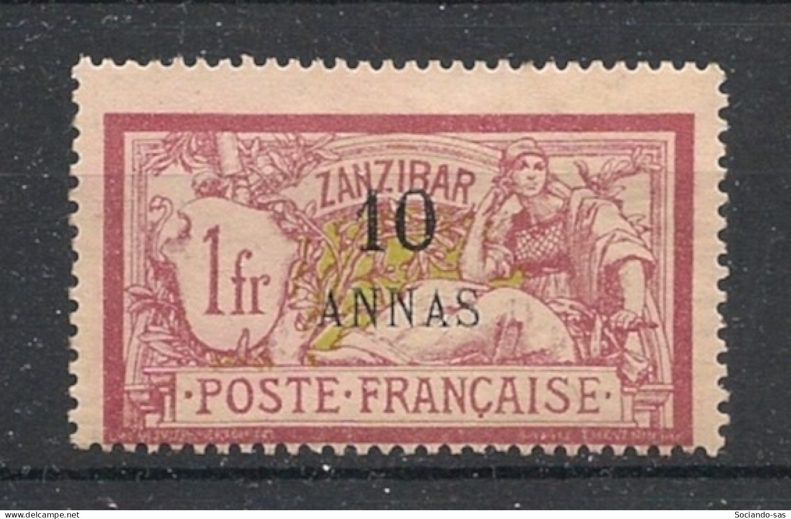 ZANZIBAR - 1902-03 - N°YT. 55 - Type Merson 10a Sur 1f Lie-de-vin - Neuf * / MH VF - Unused Stamps