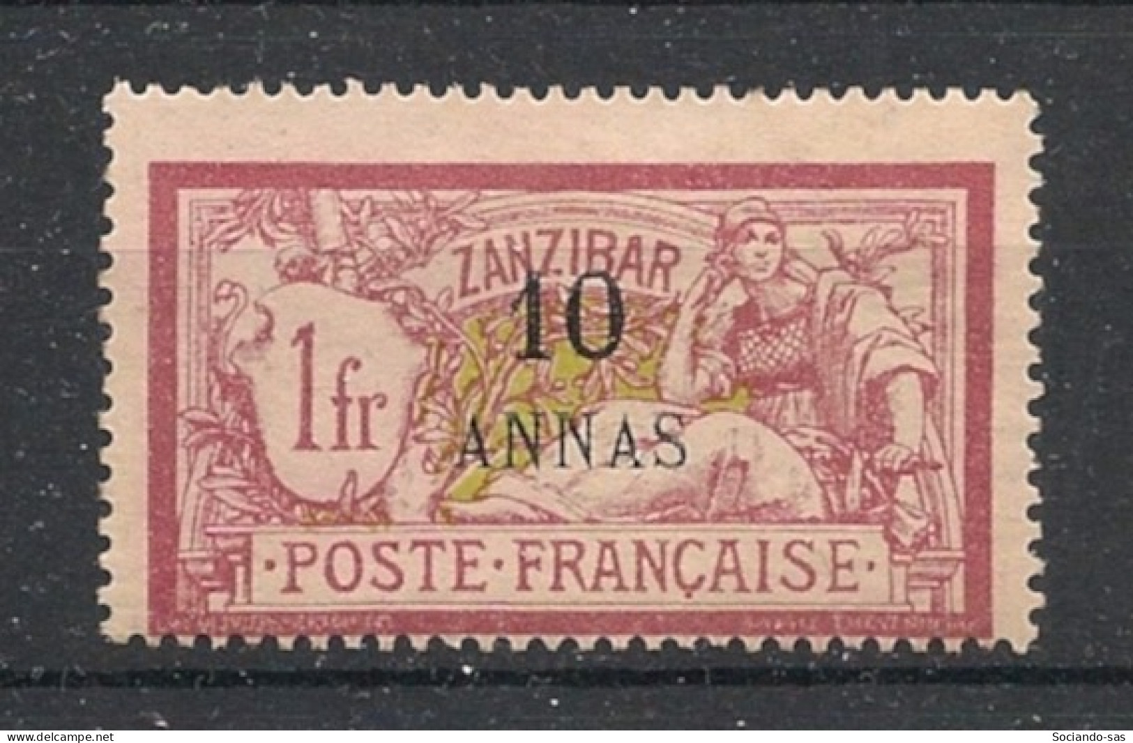 ZANZIBAR - 1902-03 - N°YT. 55 - Type Merson 10a Sur 1f Lie-de-vin - Neuf * / MH VF - Nuevos