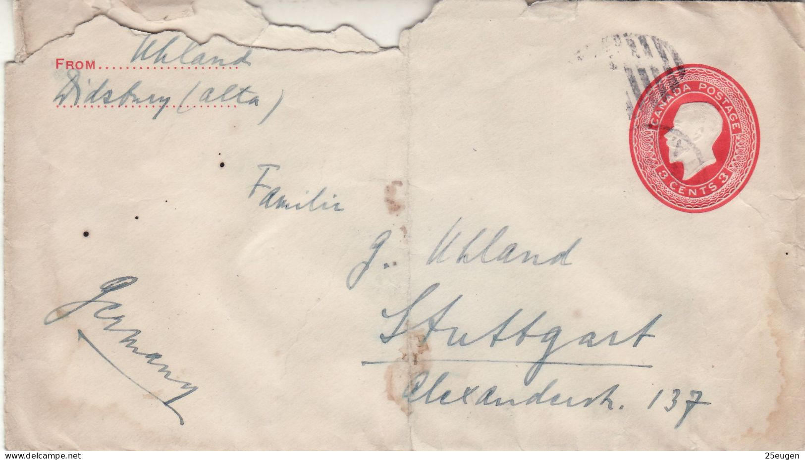 CANADA 1922 LETTER SENT TO STUTTGART - Lettres & Documents