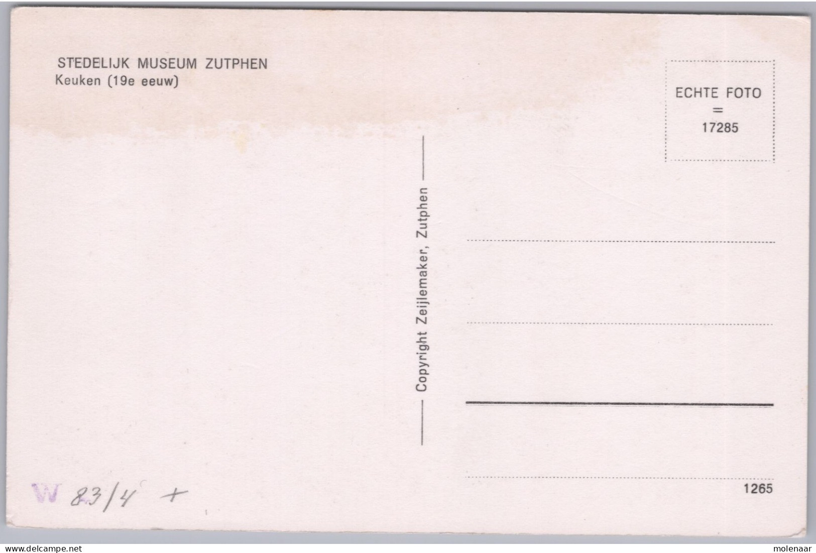 Postkaarten > Europa > Nederland > Gelderland >  Zutphen Stedelijk Museum Keuken Ongebruikt  (13522) - Zutphen