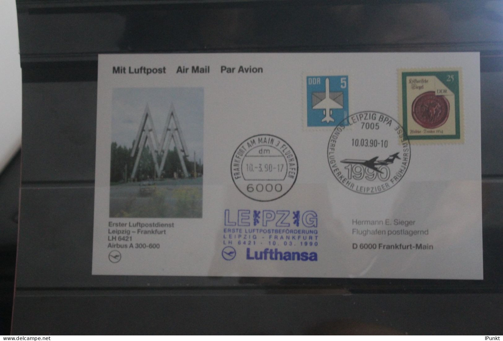 DDR 1990; Lufthansa Messeflug Leipzig-Frankfurt Mit Airbus A 300-600 - Luchtpost