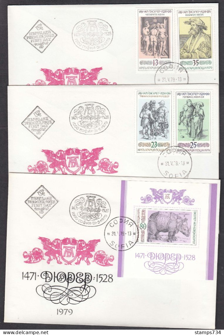 Bulgaria 1979 - Painting Of Albrecht Duerer, Mi-Nr. 2784/87+Bl. 92, 3 FDC - FDC