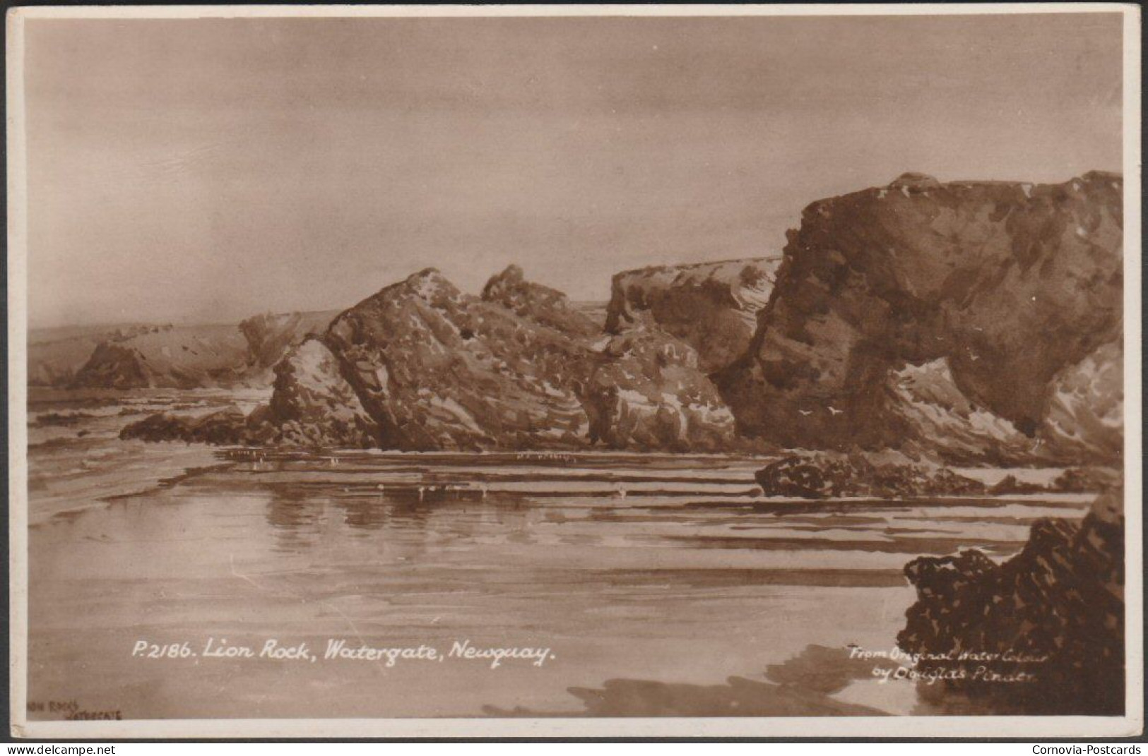 Douglas Pinder - Lion Rock, Watergate, Newquay, Cornwall, C.1940 - Sweetman RP Postcard - Newquay