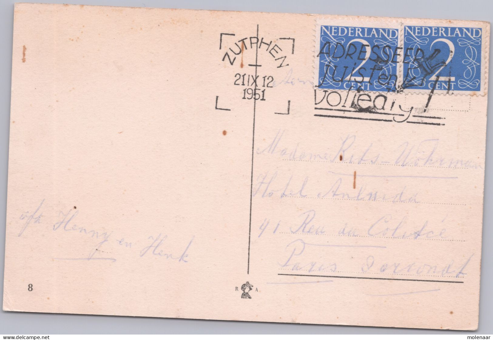 Postkaarten > Europa > Nederland > Gelderland >Zutphen Bult Van Ketjen Gebruikt 1951 (13536) - Zutphen
