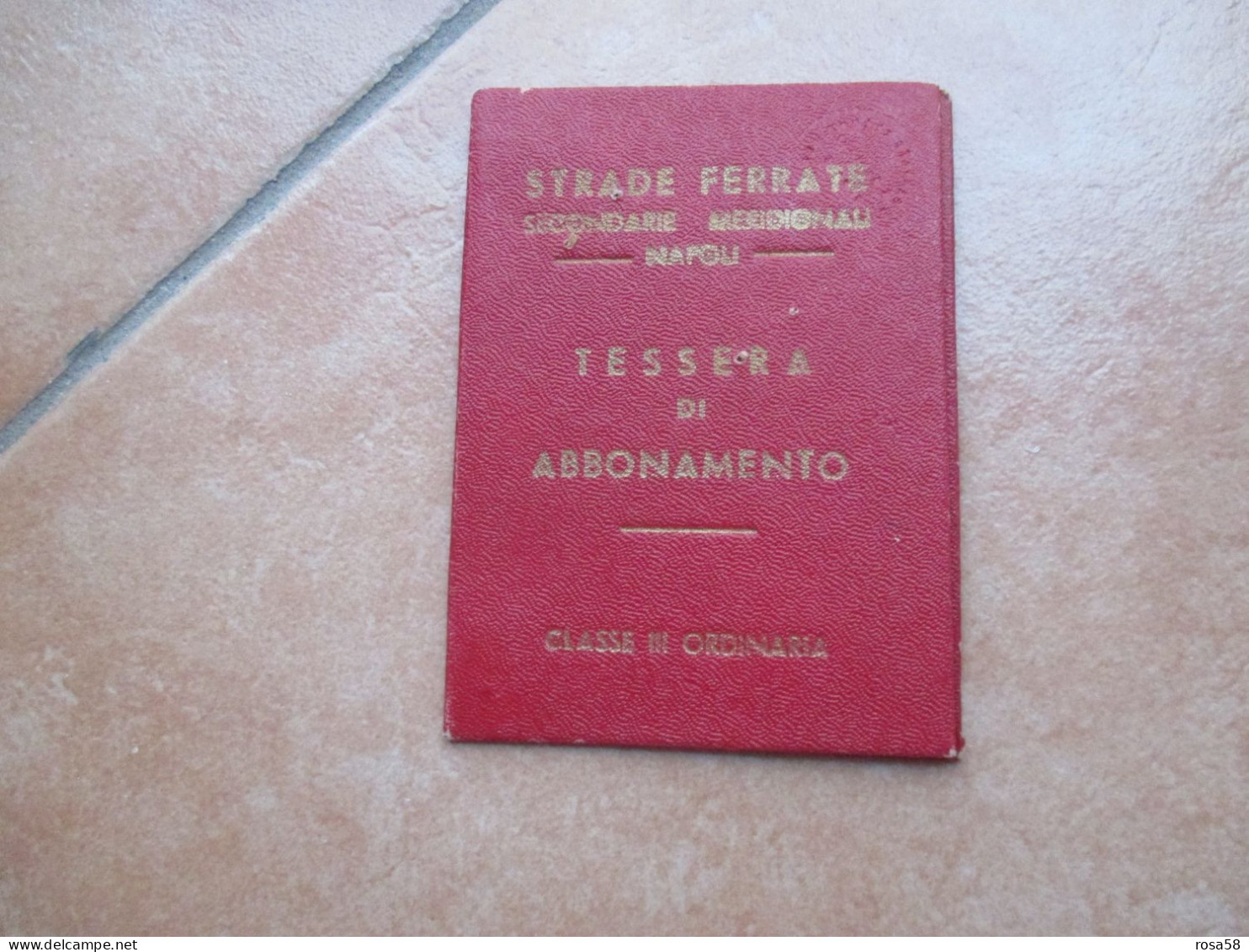 ITALIA Napoli 1955 Strade Ferrate Secondarie Meridionali  CLASSE ORDINARIA N.3 Tagliandi Napoli Piano Di Sorrento Classe - Europa