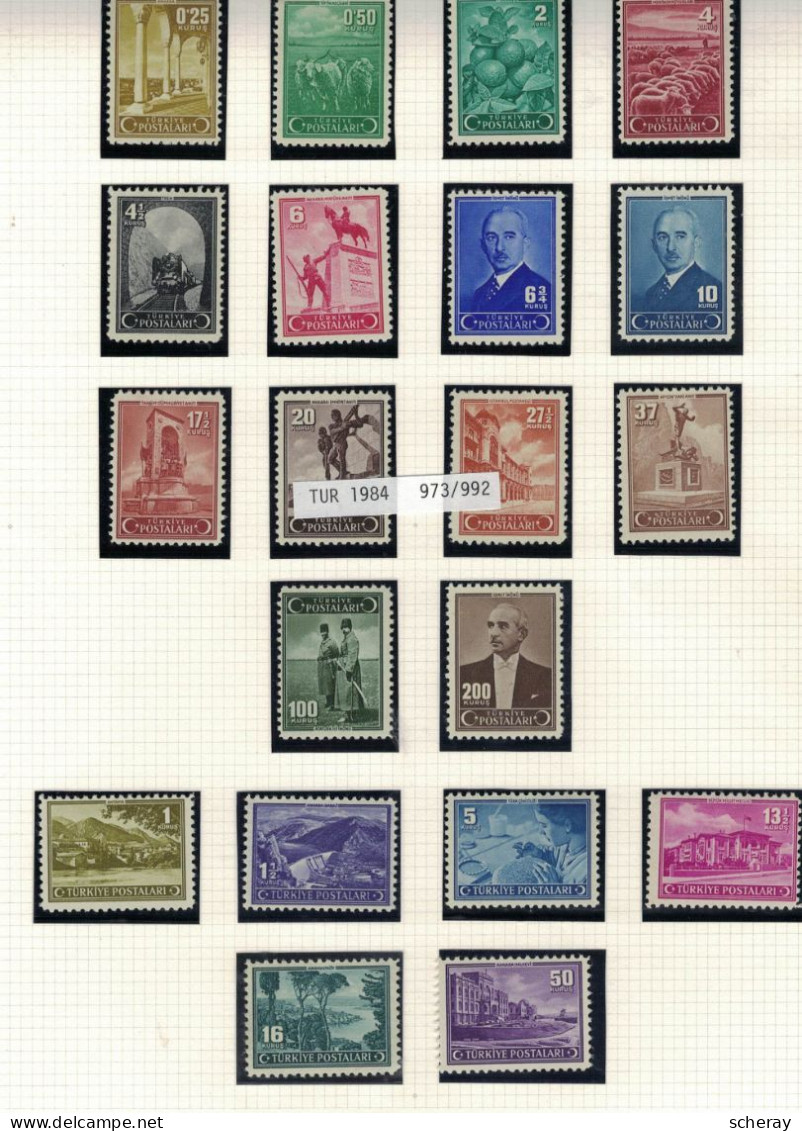 LOT 013 TURQUIE 1984 - Unused Stamps