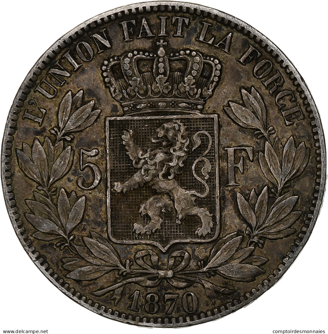 Monnaie, Belgique, Leopold II, 5 Francs, 5 Frank, 1870, Bruxelles, TB+, Argent - 5 Francs