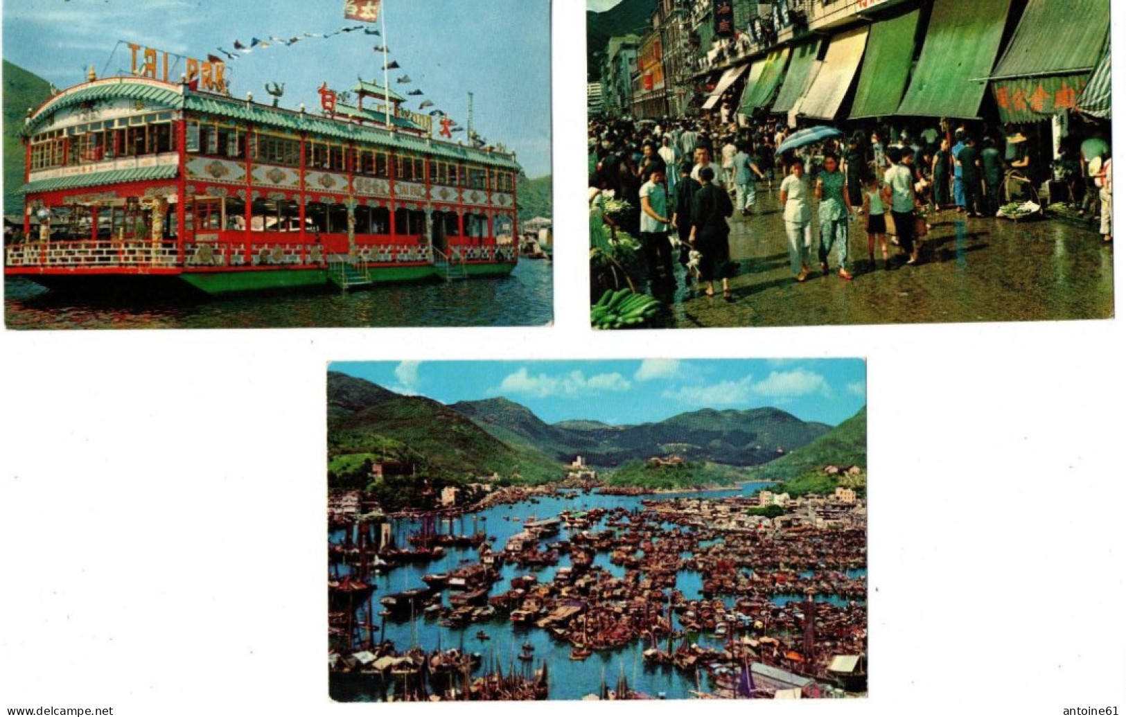 HONG-KONG --7 Cpa : Aberdeen-,Market Place -,Central Part, Harbour -,Birthday Of Goodess Of The Sea,-Floating Restauran - Chine (Hong Kong)
