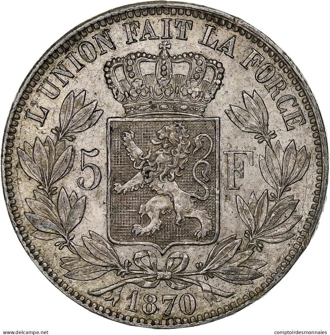 Monnaie, Belgique, Leopold II, 5 Francs, 5 Frank, 1870, Bruxelles, TTB, Argent - 5 Francs