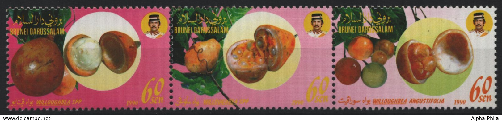 Brunei 1990 - Mi-Nr. 427-429 ** - MNH - Früchte / Fruits - Brunei (1984-...)