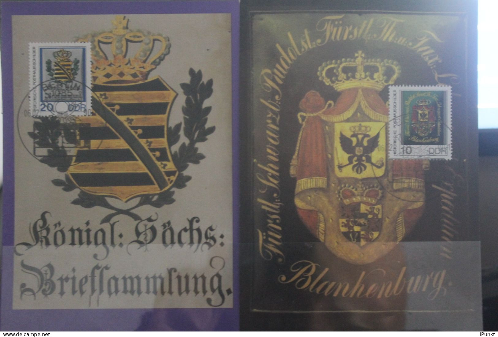 DDR 1990; Historische Posthausschilder; 4 Maximumkarten - Cartes-Maximum (CM)