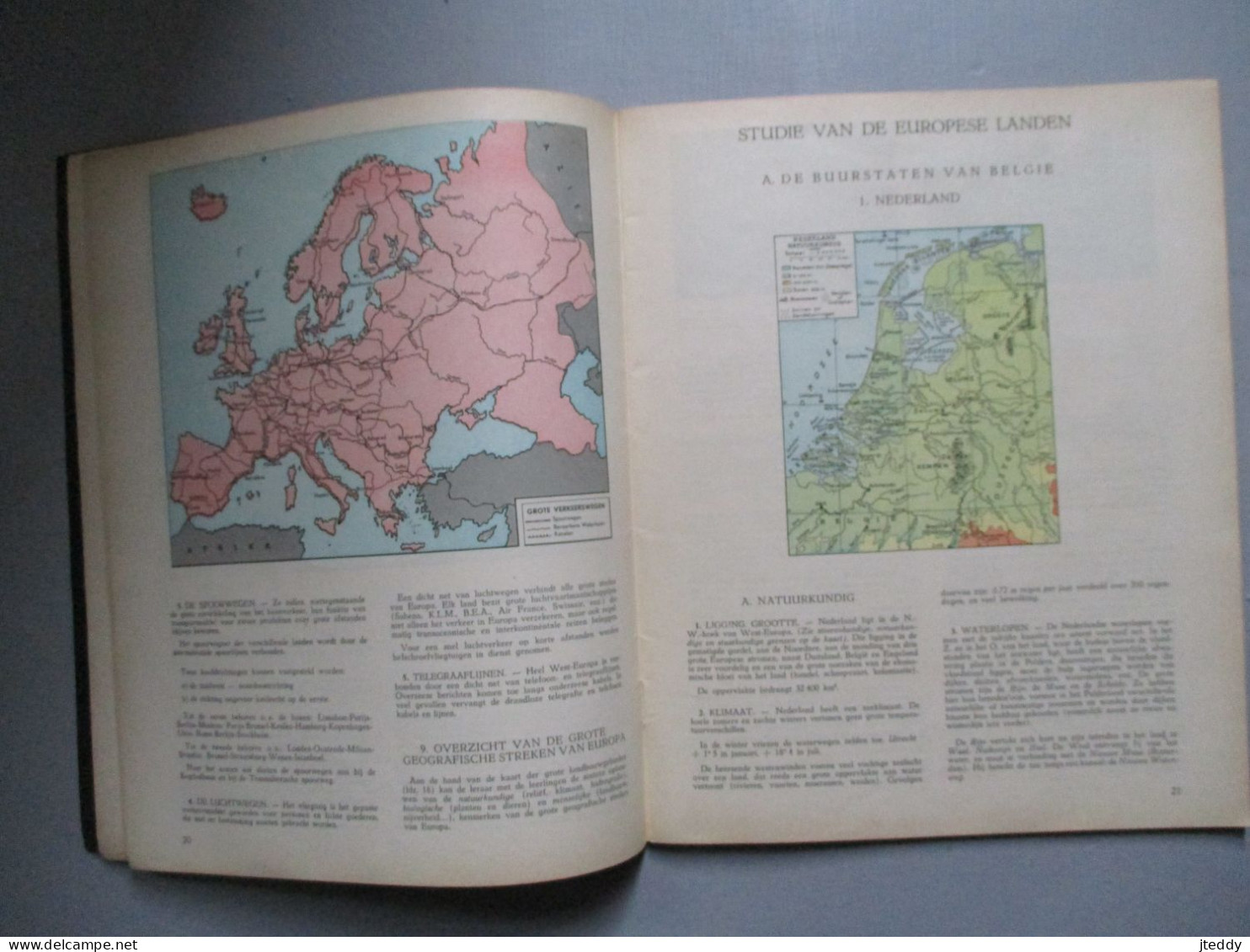 OUD  Boek  Aardrijkskunde   ATLAS  ---LEERBOEK  Europa - Schulbücher
