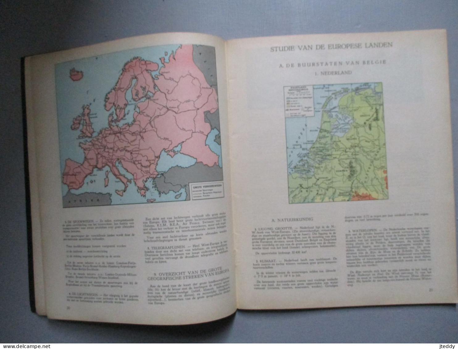 OUD  Boek  Aardrijkskunde   ATLAS  ---LEERBOEK  Europa - School