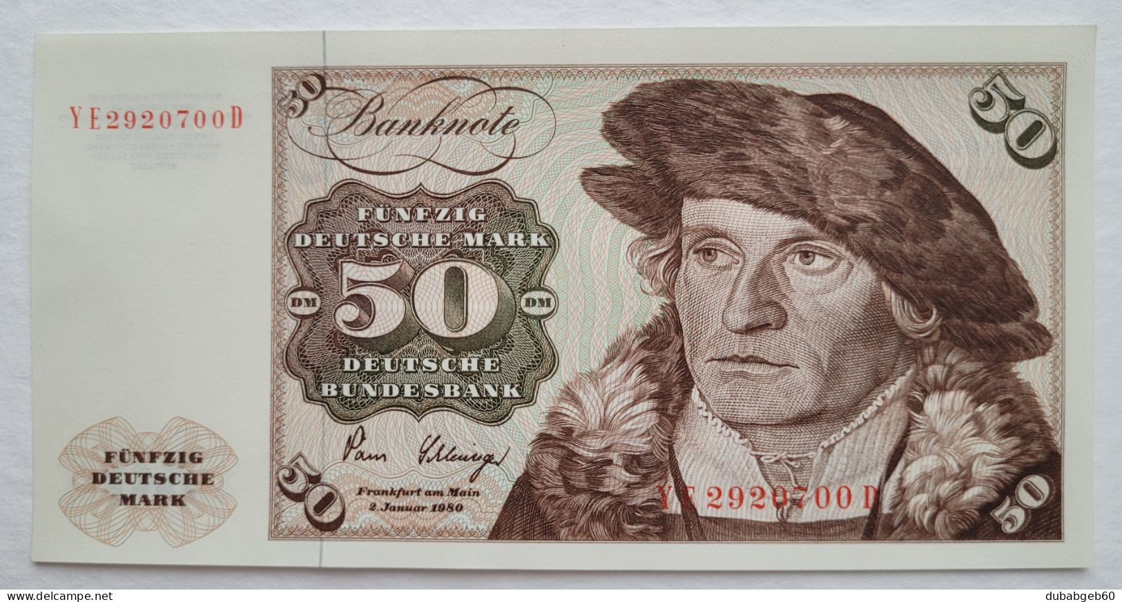 50 DM 1980 Ro 288b ERSATRZNOTE / REPLACEMENTNOTE GEM UNC, YE2920700D Exceptional Paper Quality - 50 Deutsche Mark