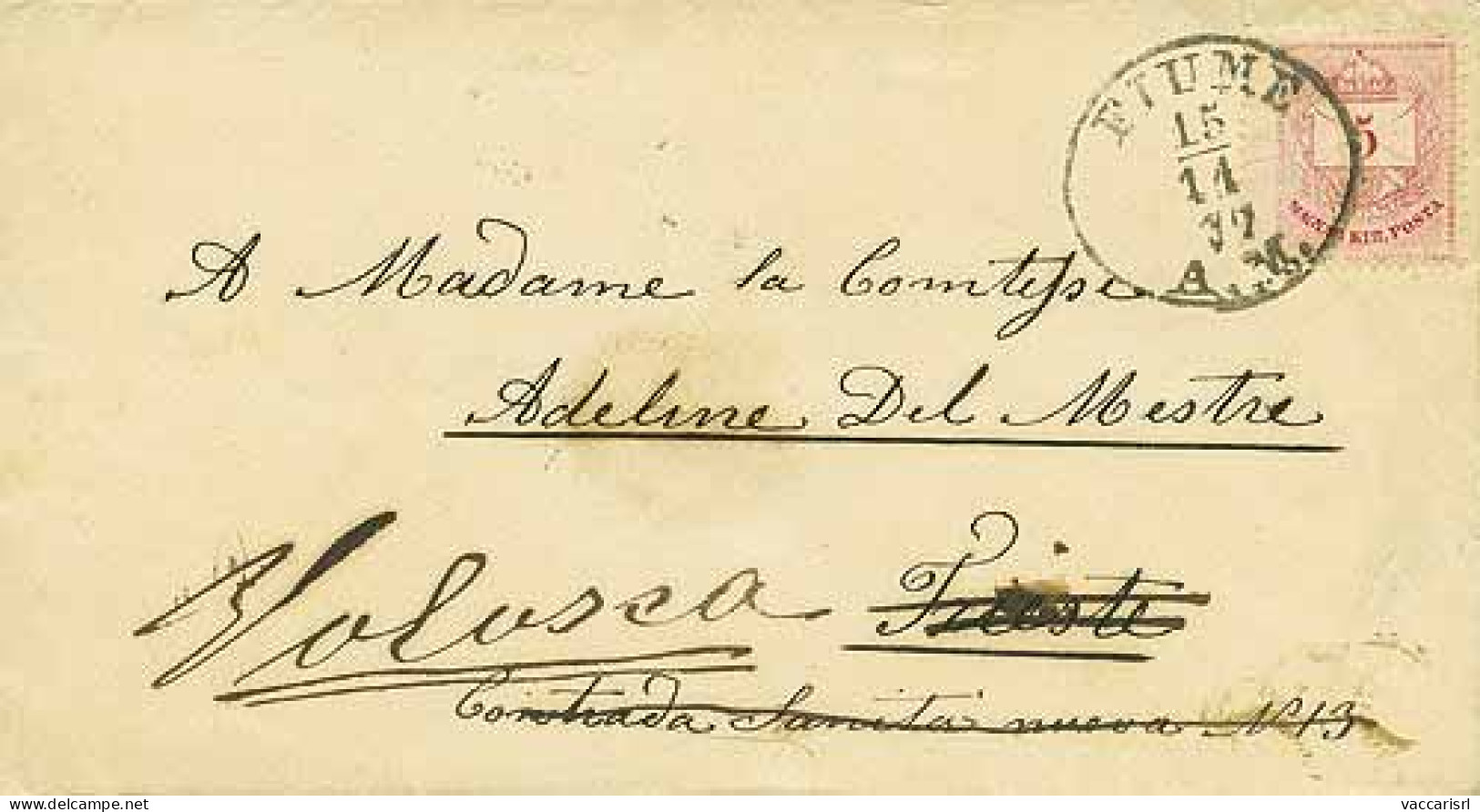 ESTERO > Ungheria - Tipologia: B - Ungheria - Da Fiume A Trieste Del 15.11.1877 Poi Per Volosca Con Kr.5 Dent.11,5 Yvert - Cartas & Documentos