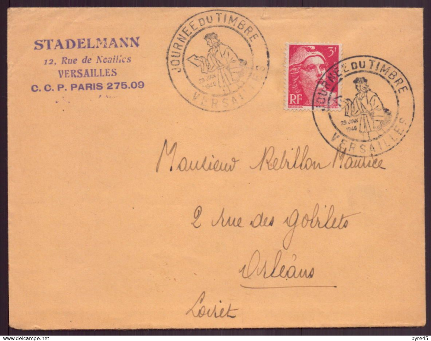 France, Enveloppe à En-tête " Stadelmann " Du 29 Juin 1946, Cachet Journée Du Timbre ( Côte 25€ ) - Other & Unclassified