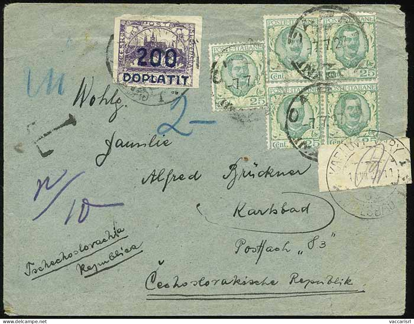 ESTERO > Cecoslovacchia - Tipologia: B - Cecoslovacchia - Da Capri A Karlsbad Del 7.7.1927 Con Floreale C.25x5 Sassone N - Other & Unclassified