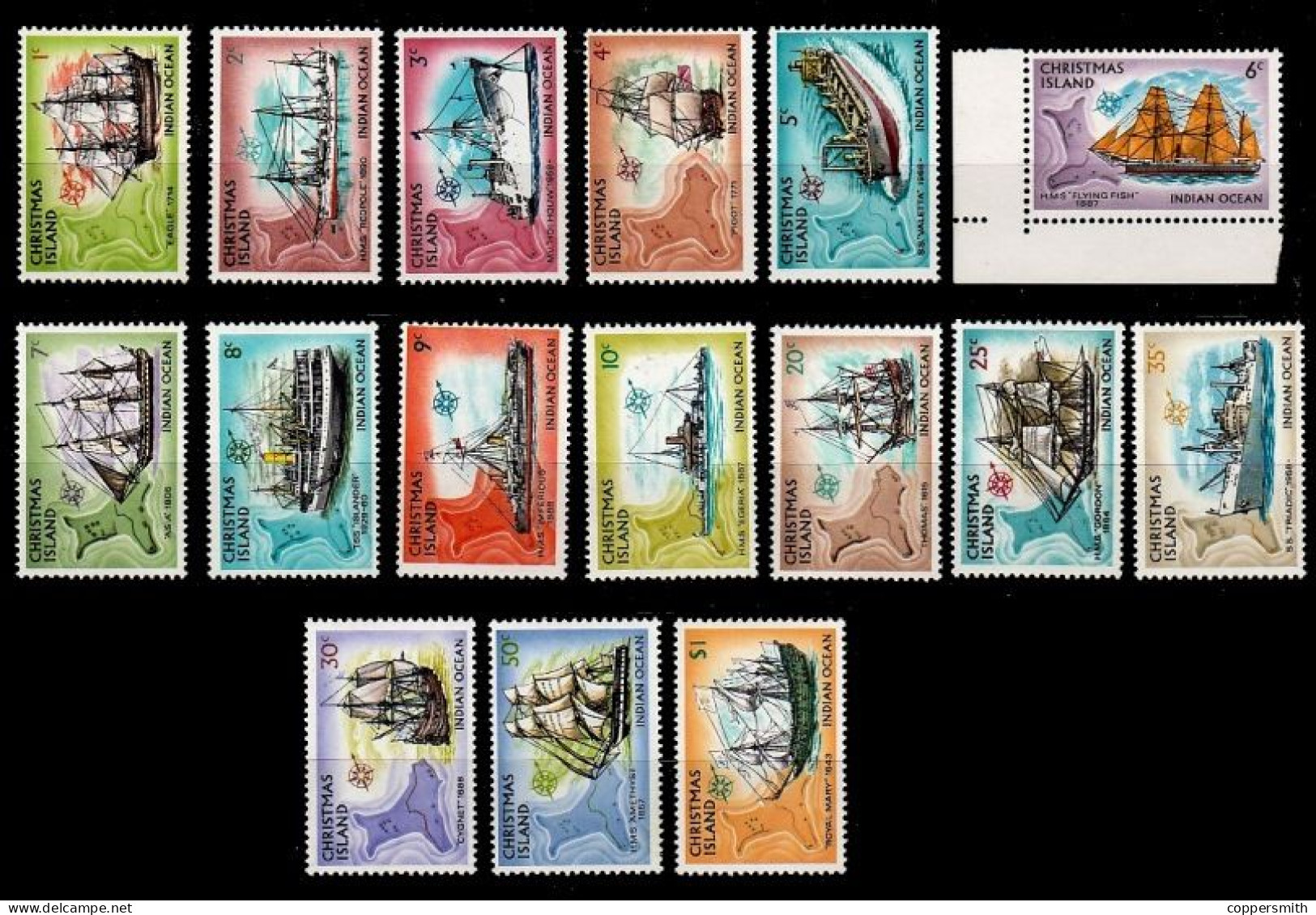 (038) Christmas Isl.  Transport / Ships / Voiliers / Segelschiffe  ** / Mnh  Michel 39-54 - Christmas Island