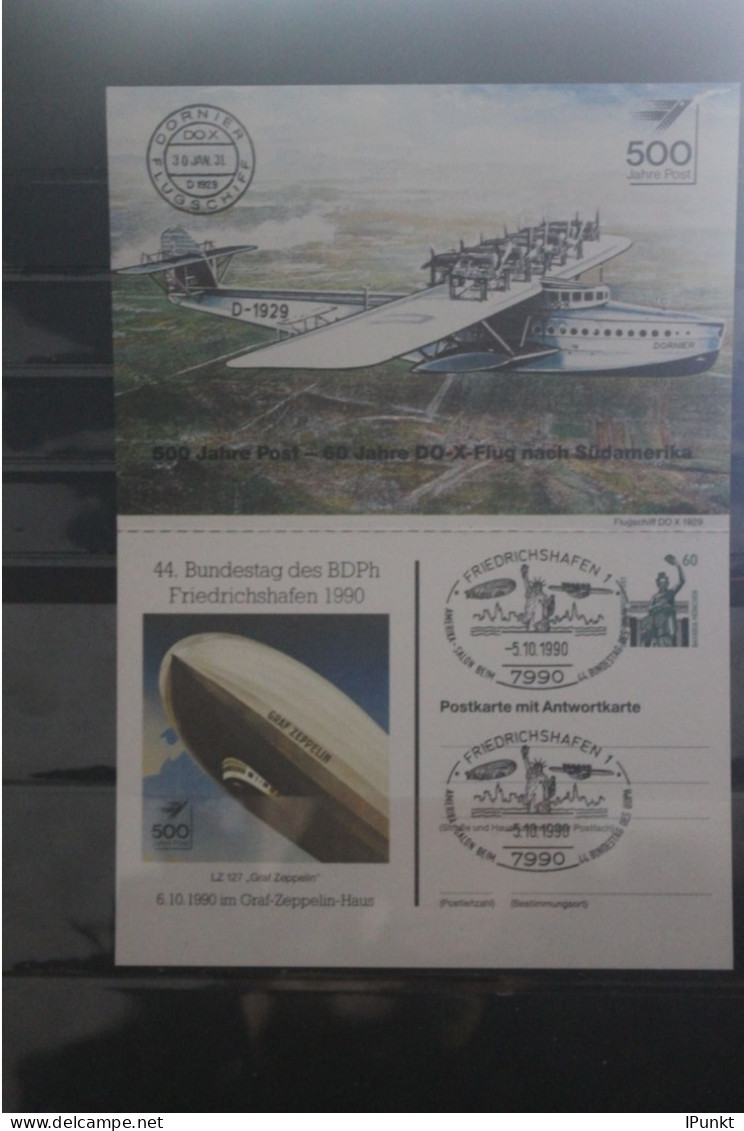 Deutschland 1990; 500 Jahre Post; Antwort- Und Fragekarte, SST Friedrichshafen - Postales Privados - Usados