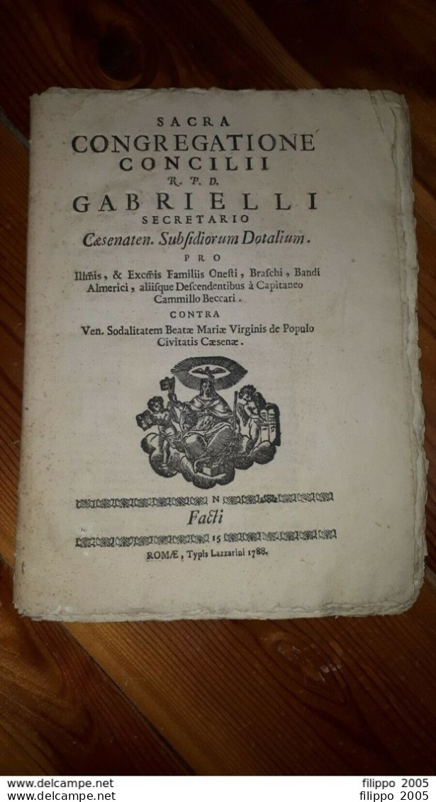 1788 2 Fascicoli CESENA SACRA CONGREGATIONE CONCILII GABRIELI  TYPIS LAZZARINI ROMA - Libros Antiguos Y De Colección