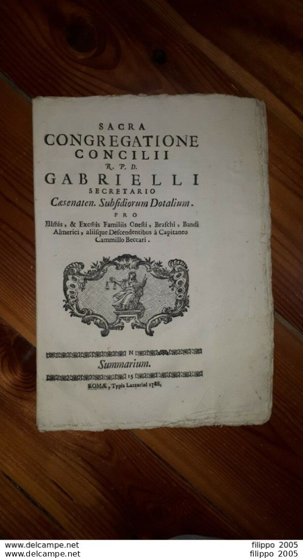 1788 2 Fascicoli CESENA SACRA CONGREGATIONE CONCILII GABRIELI  TYPIS LAZZARINI ROMA - Alte Bücher