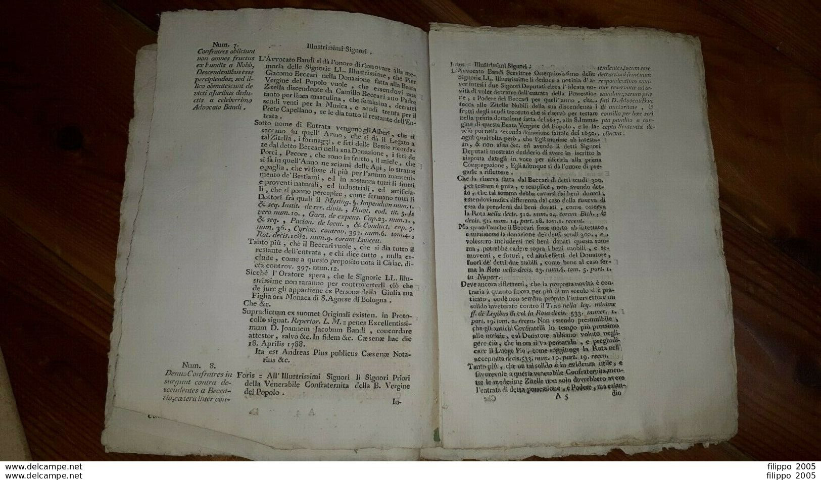 1788 2 Fascicoli CESENA SACRA CONGREGATIONE CONCILII GABRIELI  TYPIS LAZZARINI ROMA - Libros Antiguos Y De Colección