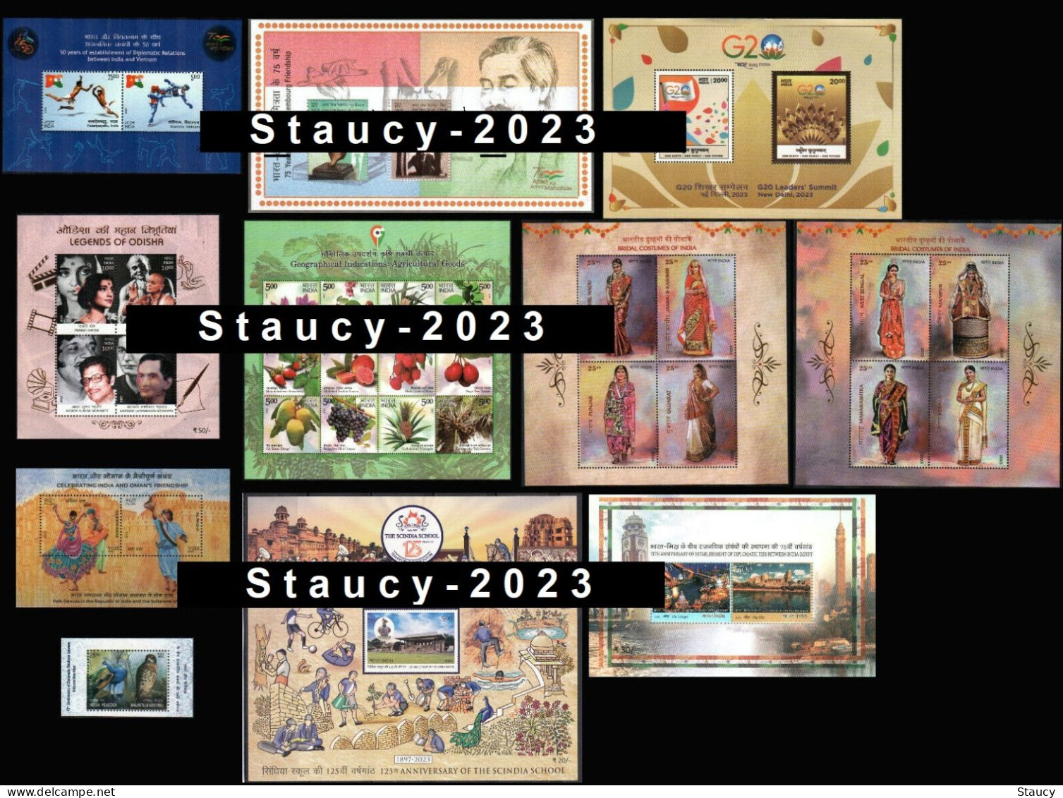 India 2023 Complete Year Collection Of 11 Miniature Sheets / Souvenir Sheets / Year Pack MNH As Per Scan - Komplette Jahrgänge