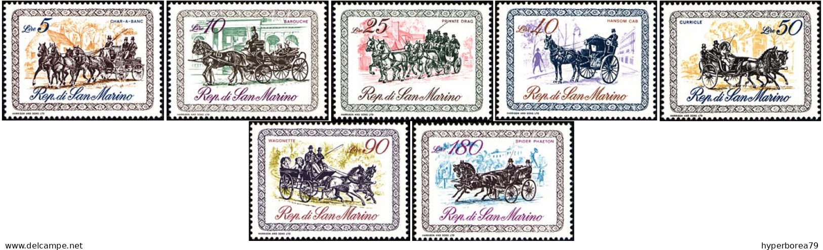 San Marino 781/87 - Coaches 1969 - MNH - Postkoetsen