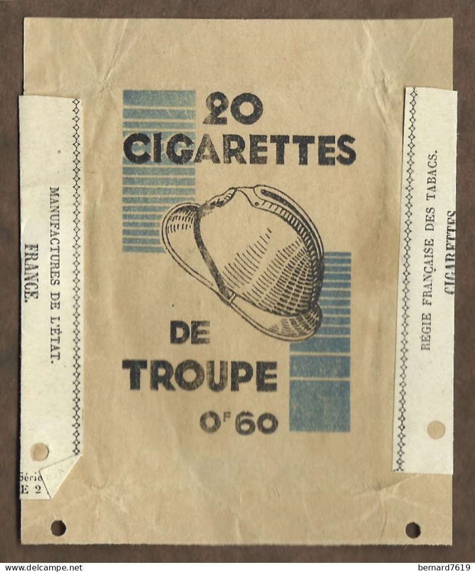 Facade D'etui Cigarette Cigarettes  -  20 Cgarettes  De Troupe  0 F 60- Militaire - Empty Cigarettes Boxes