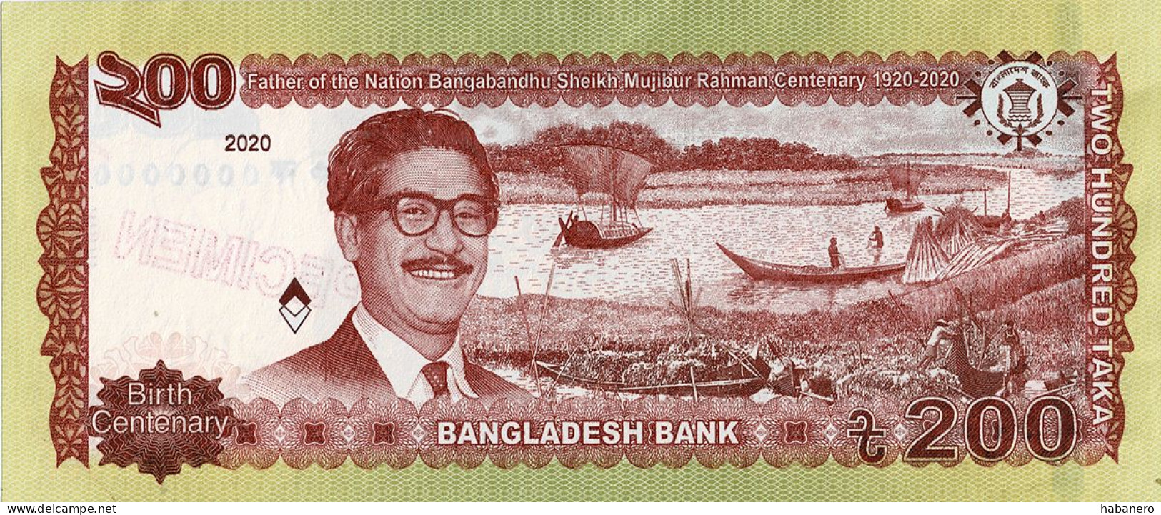 BANGLADESH 2020 P67as 200 TAKA SPECIMEN UNC BANKNOTE - Bangladesh