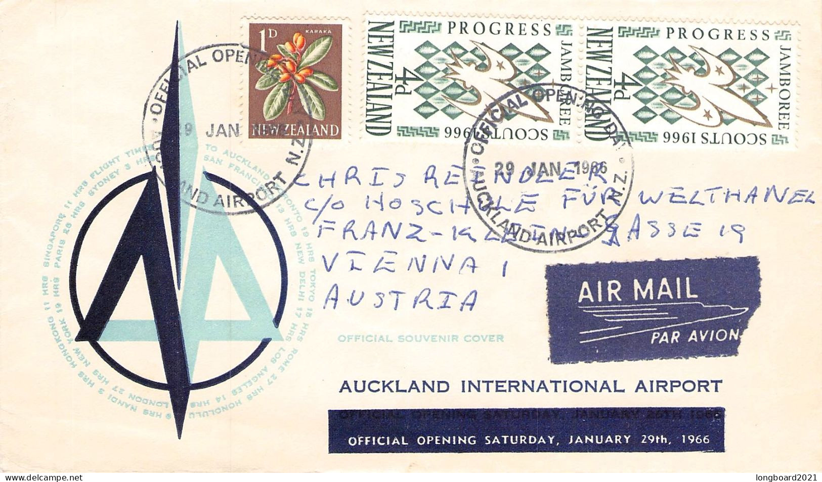 NEW ZEALAND - AUCKLAND INTERN. AIRPORT - AUSTRIA /1485 - Airmail